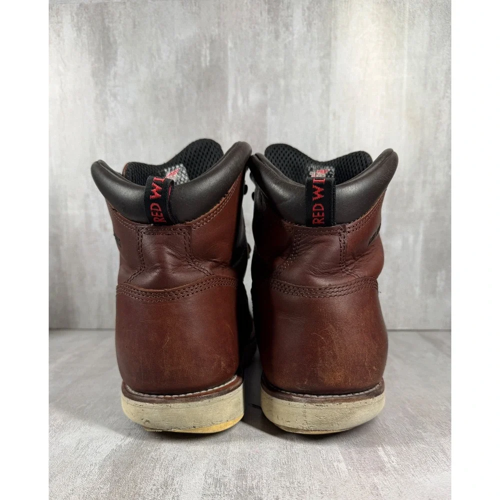 Red Wing ASTM F2892-18 EH 405 10.5 D Brown Leather Tuff Toe Work Boots *READ